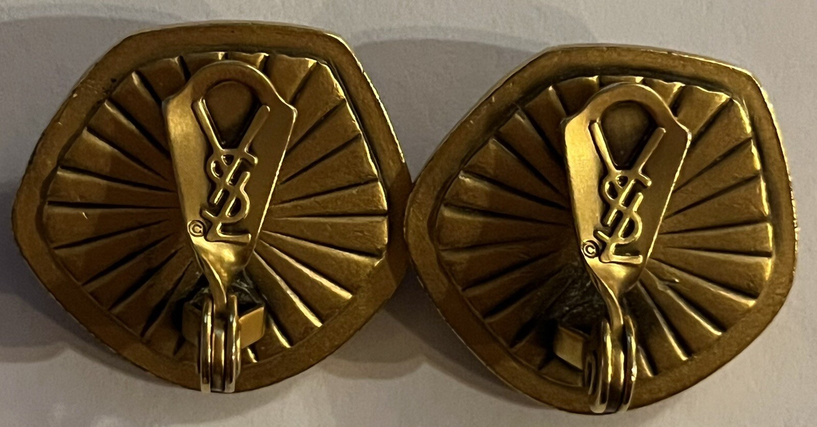 Vintage Yves Saint Laurent Metal & Resin Clip-On Earrings YSL Designer Authentic