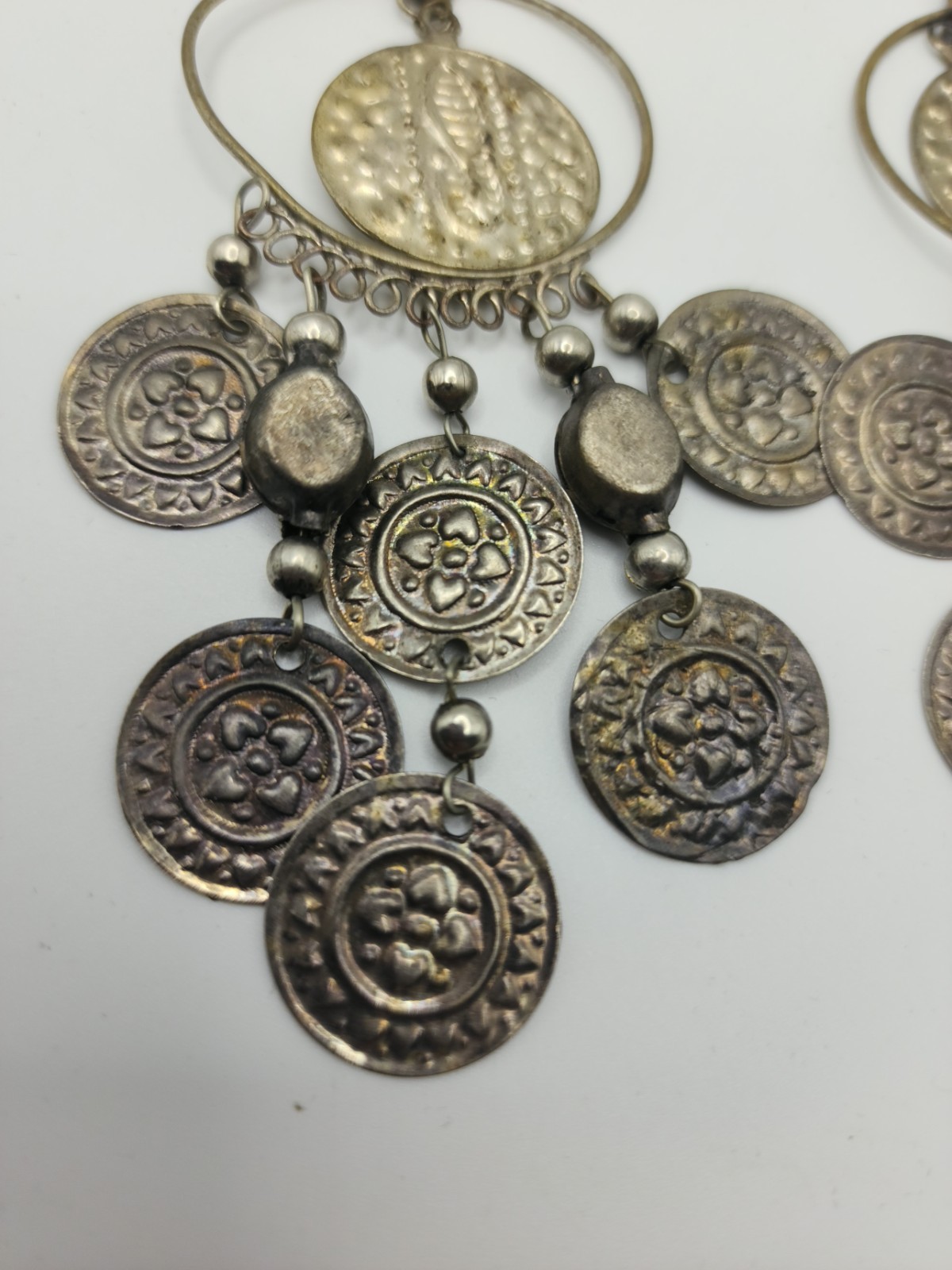 Vintage Bohemian Coin Earrings NonMagnetic Brass Zinc Alloy Chandelier Hoop Boho