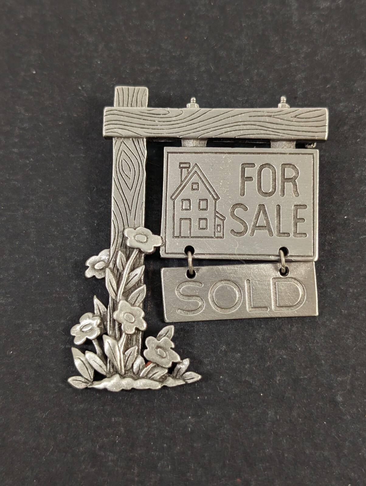 Vintage JJ Pewter Pin For Sale Sold House Home Buyer Realtor Housewarming Gift