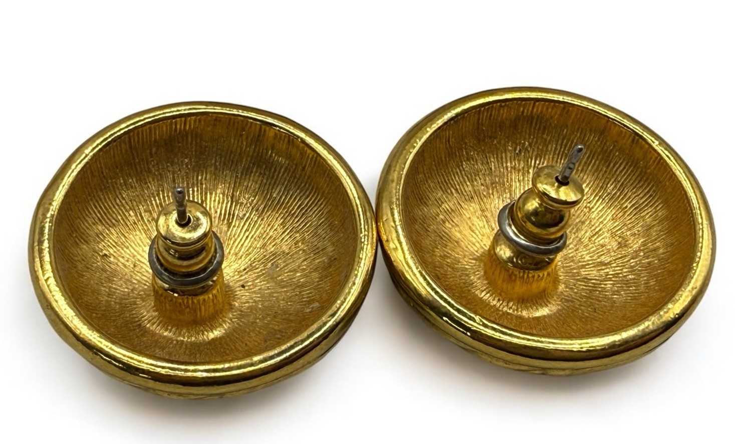 Vintage Gold Tone Ornate Victorian Revival Ornaments Circles Earrings