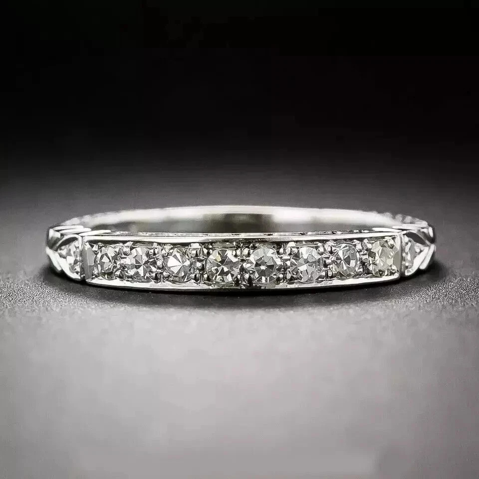 2Ct Art Deco Style Lab Created Diamond Engagement Band 14K White Gold FN Ring