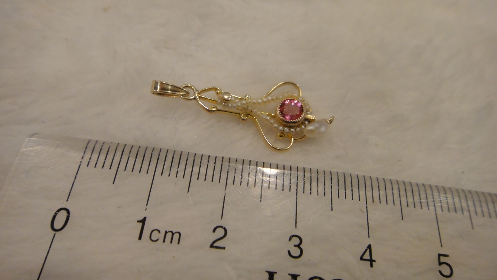 Vintage Victorian Antique Estate Jewelry 10k Gold Seed Pearl Charm Pendant COOL