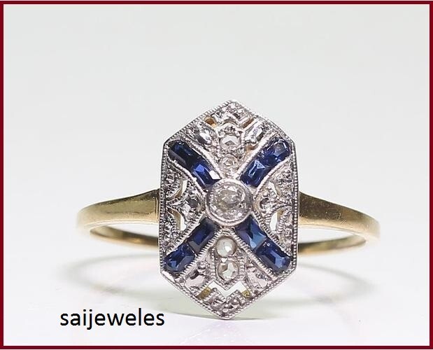 2CT Round Lab Created Diamond Art Deco Vintage Antique Ring 14K 2-Tone Gold Over