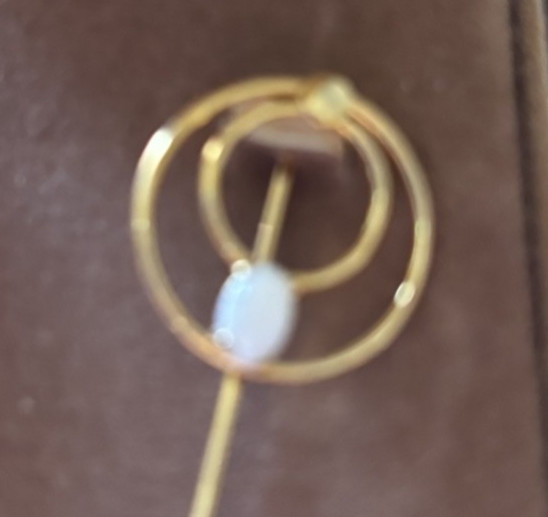 Vintage Deltah 12k Gold Filled Stick pin hat pin with Genuine opal unused box