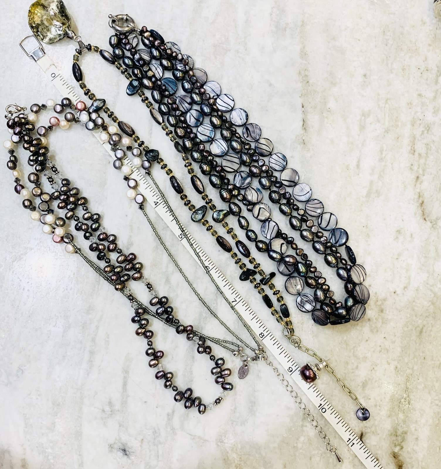 Vtg Cultured Pearl LOT 18 Necklace Tahitian FW Peacock Wear DIY 925 1.16LB