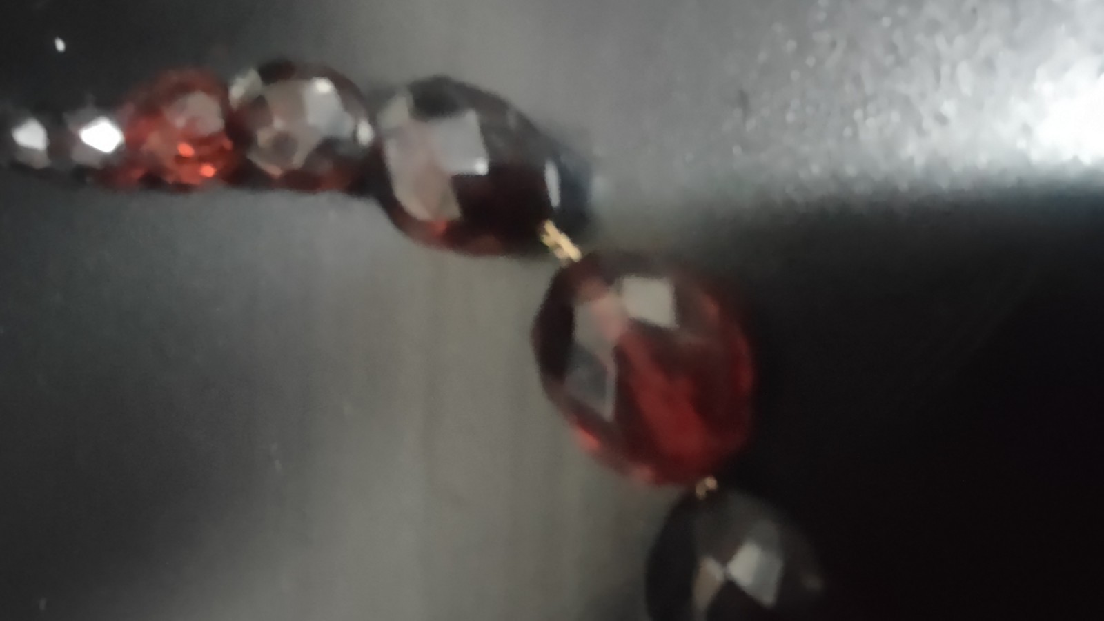 VINTAGE Tested Ruby Red CHERRY 30g AMBER BAKELITE FACETED BEADED 16″ NECKLACE
