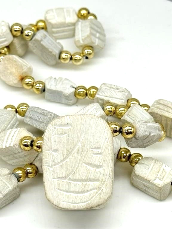 Vintage Egyptian Revival Scarab Necklace Antique Style Amulet Jewelry