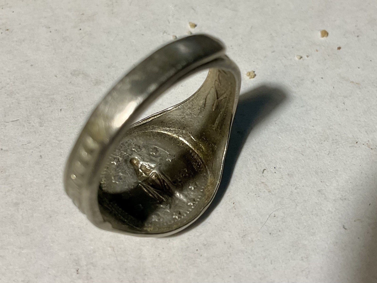 Vintage Catholic Collectible unknown Silver Ring Rare variable size