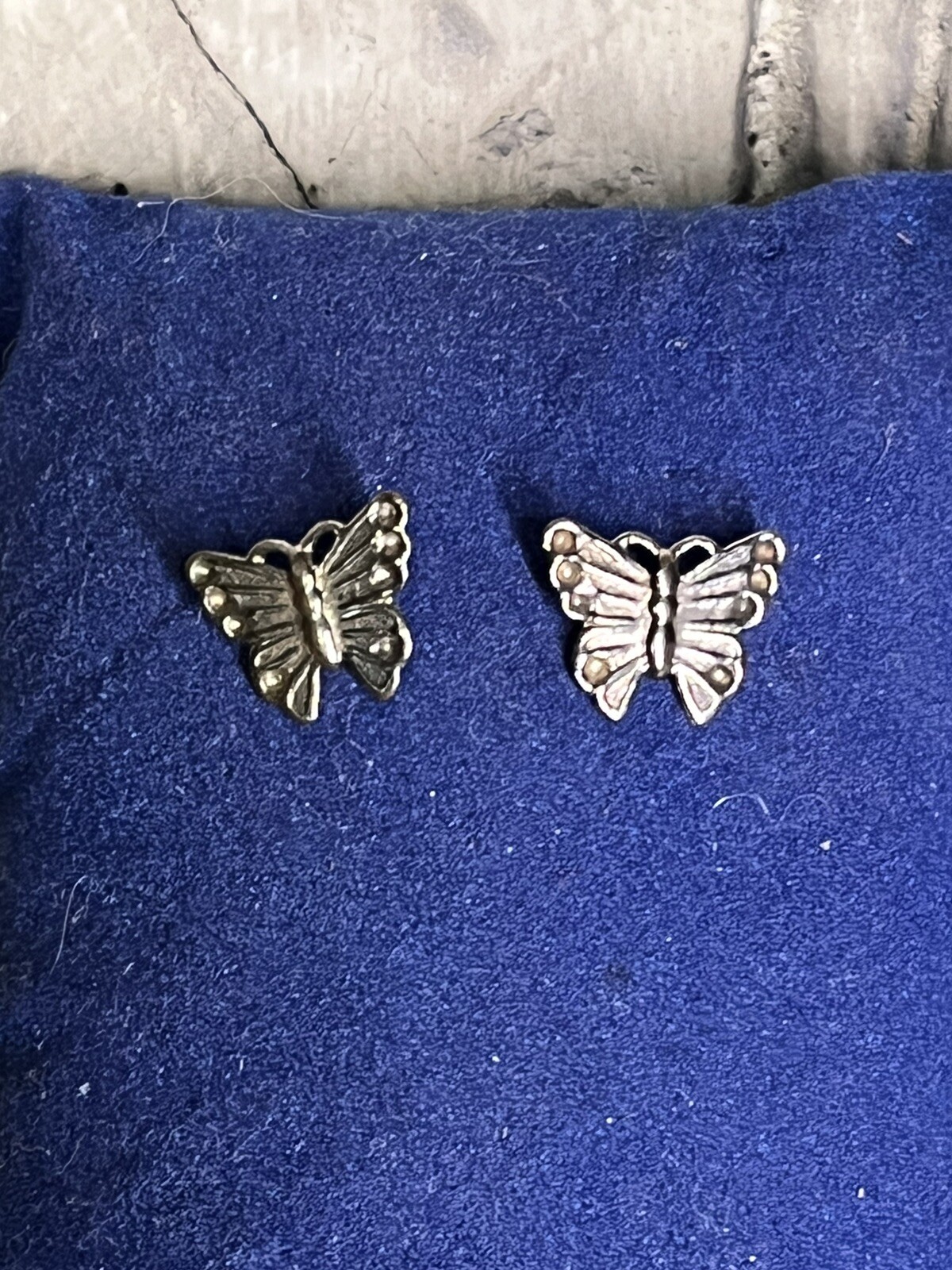 Cute ,Vintage Silver Tone Molded Butterfly Earrings -Adults, Teens, Kids-Fashion