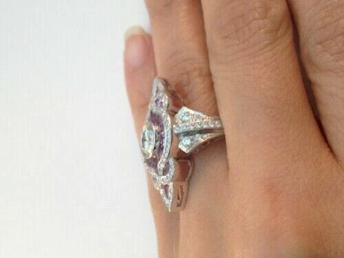 3.10Ct Art Deco Style Lab Created Diamond Anniversary 14K White Gold Finish Ring
