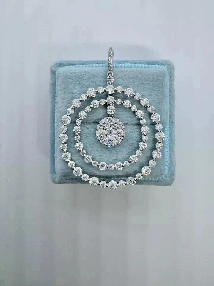 Art Deco Round Cut Lab Created Diamond Bridal Wedding Gift Pendent 925 silver