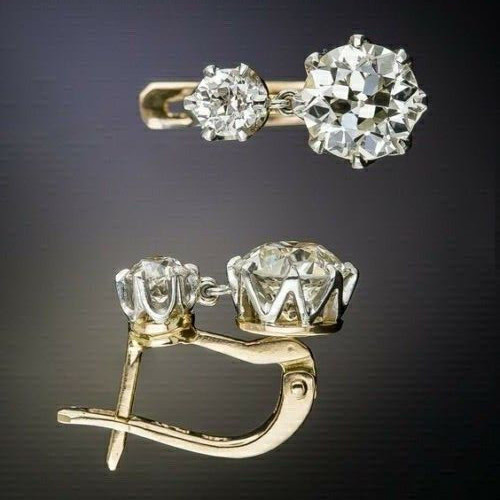 3Ct Art Deco Style Round Diamond Drop Dangle Engagement 14K Gold Finish Earrings