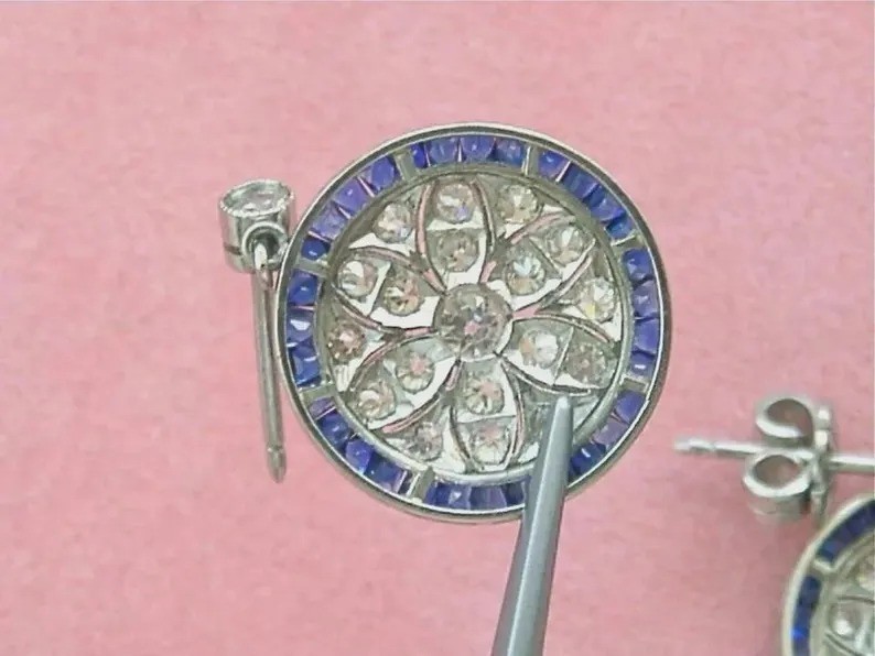 Art Deco 3CT Lab Created Diamond 925 Silver Earring Vintage Halo Round Cocktail