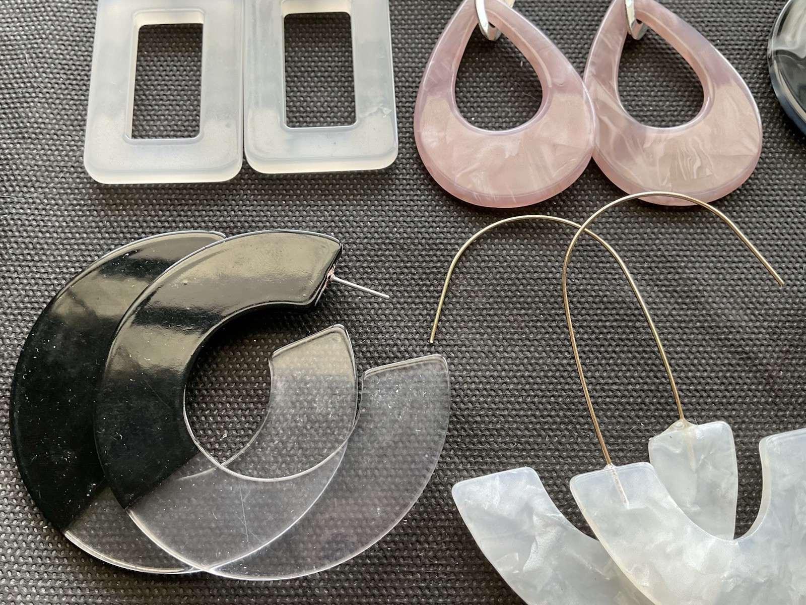 Lot Of 9 Pairs Acrylic Plastic & Resin Earrings Vintage Style To Modern Colorful