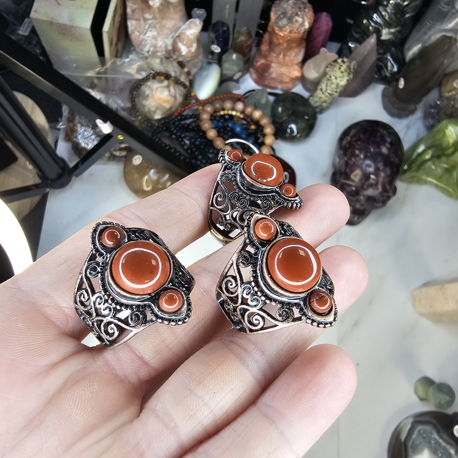ADJUSTABLE Antique Designed Red Jasper Stone With A Twist Shape Base