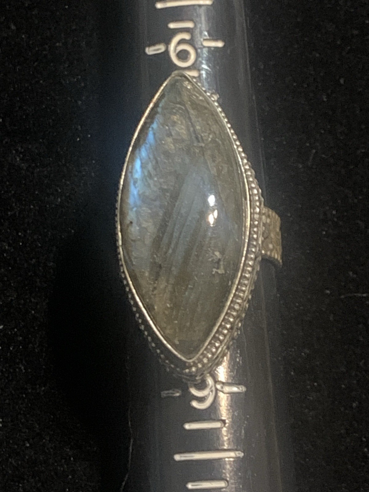 Vintage Large Labradorite Marked 925 Silver Ring Size 7.5 See Pictures!