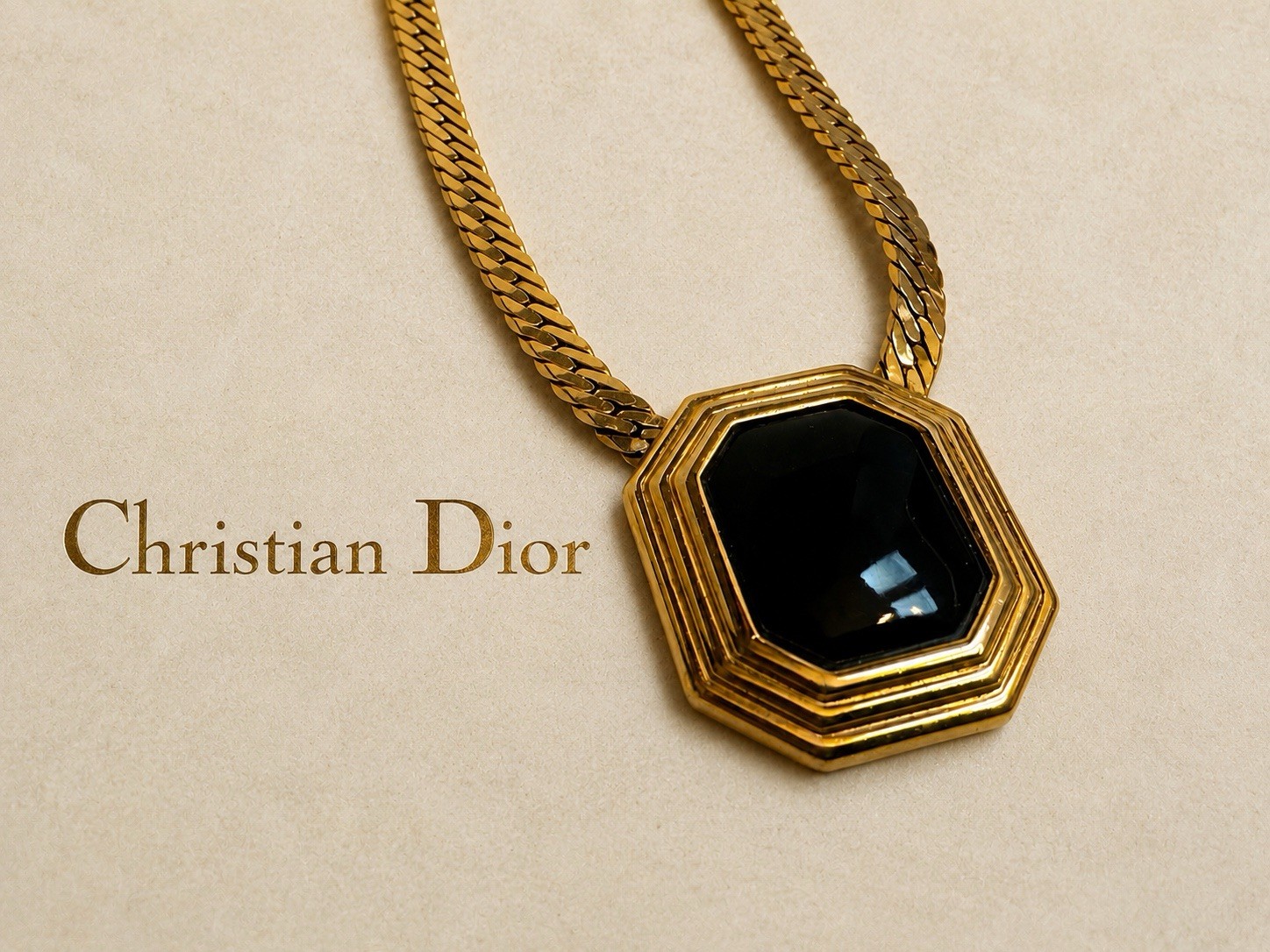 Vintage Christian Dior 1980’s Necklace Pendant Gold Tone Germany Signed