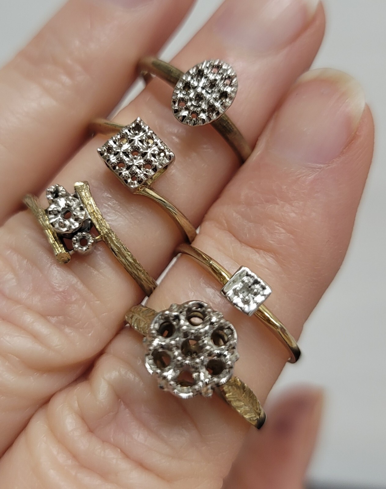 5 Vintage Brass Wedding Rings Salesman Samples No Stones Size 5.5 To 6.5
