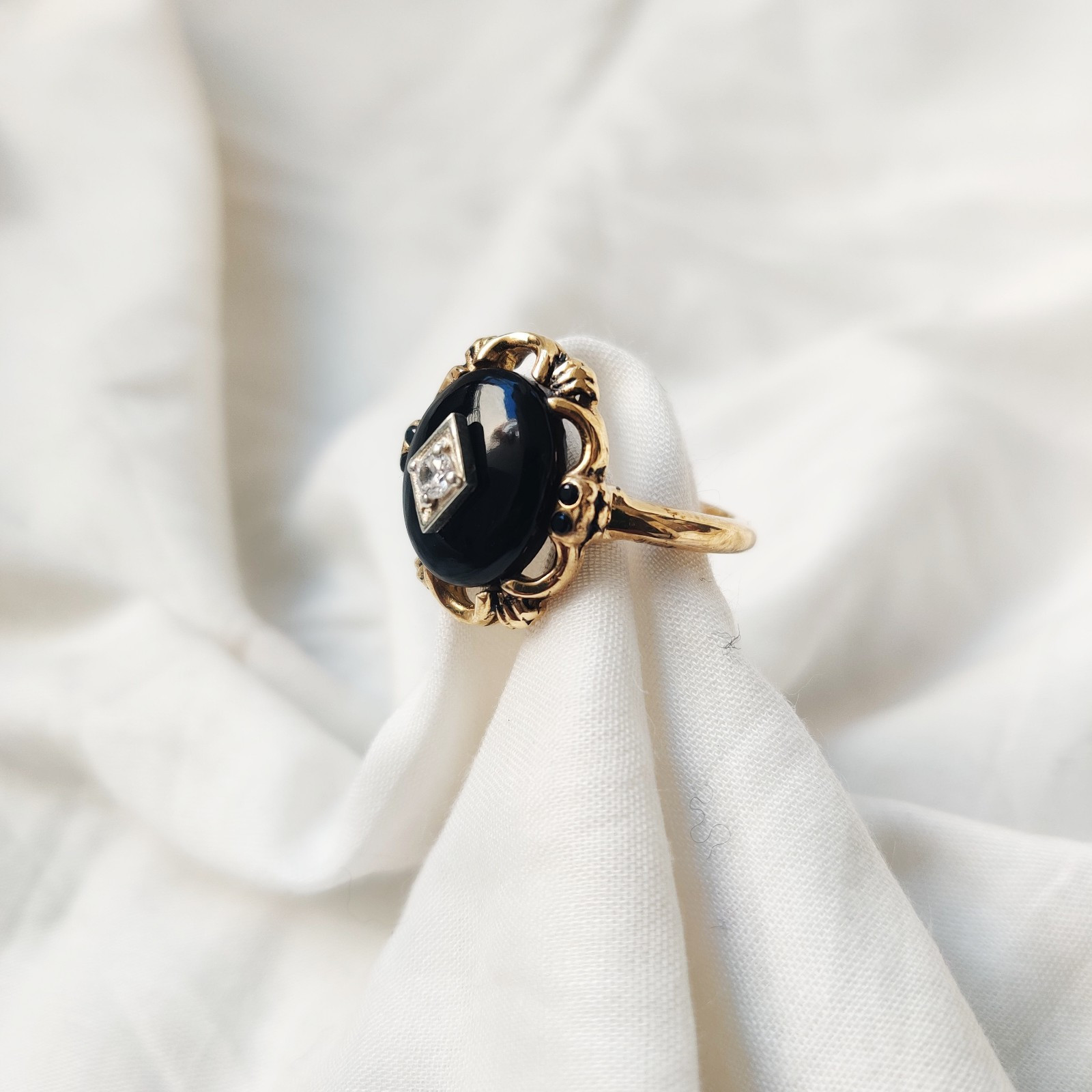 antique 925 silver vintage Victorian art deco handmade black onyx ring best gift