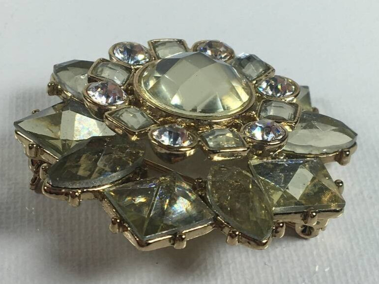 Vintage Metal Stars Shape & Rhinestones Brooch Pin Gold Tone Accessories Jewelry