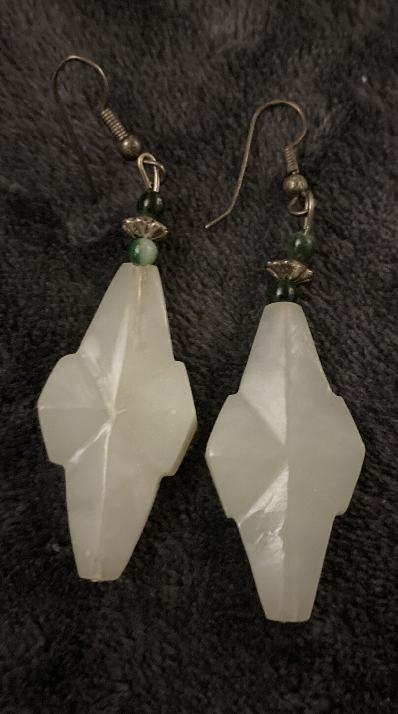 Vtg Quartz Dangle Drop Earrings