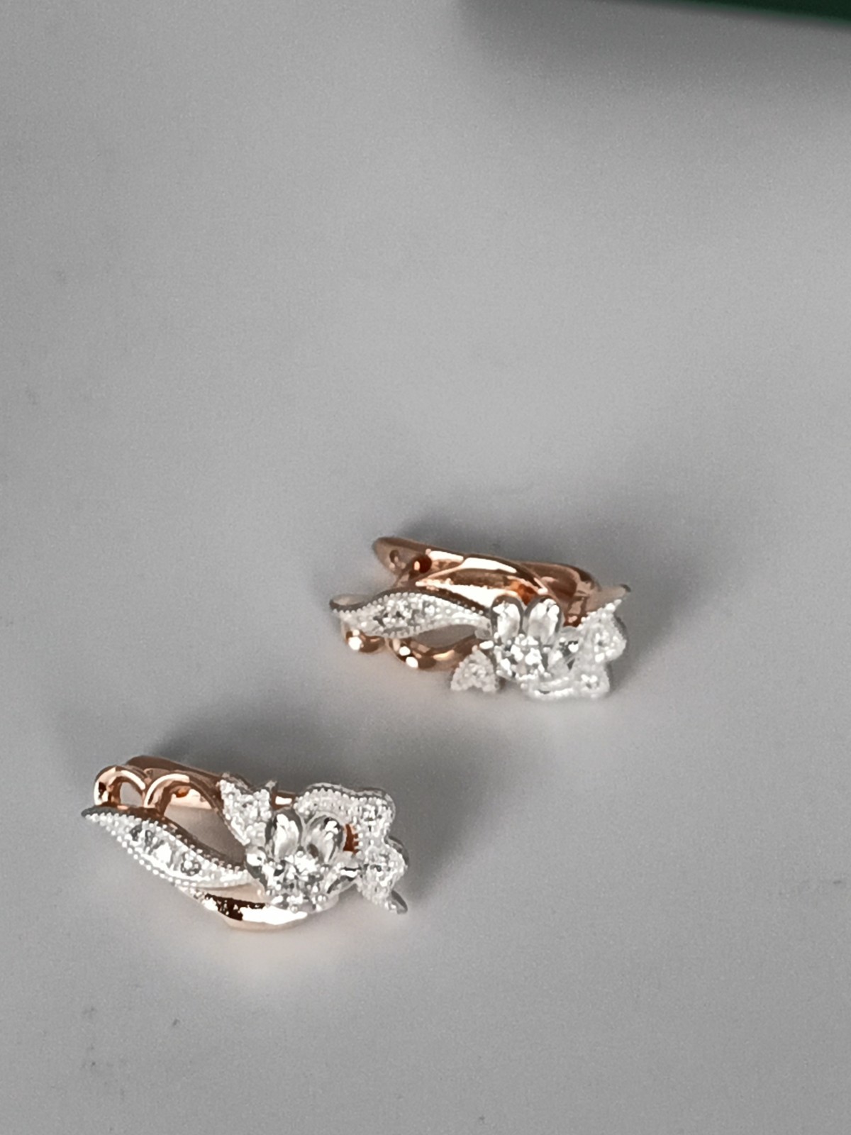 Vintage 1990-s 14 Ct Rolled Gold Zircons Earrings-Hallmarked 585 RG