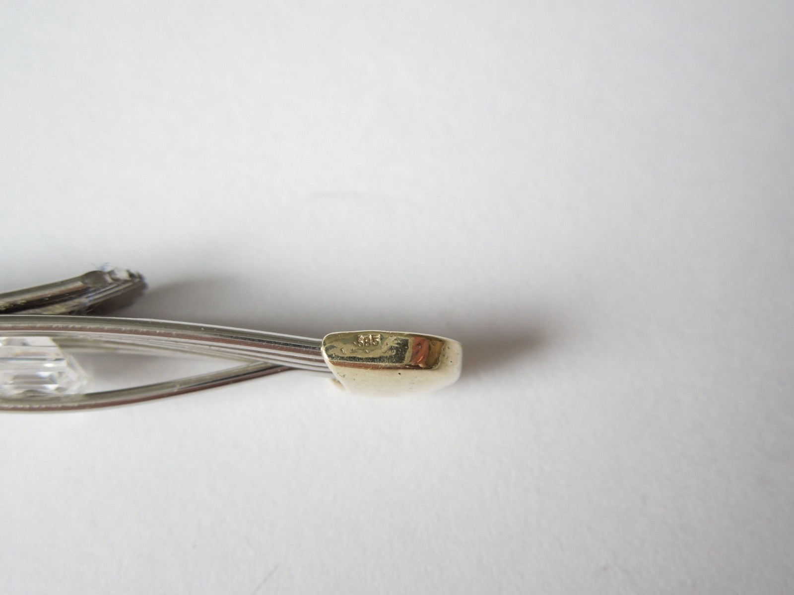 Tie Clip Stainless Steel & 585 Gold Vintage 5.1 g/7.2 x 0.7 cm