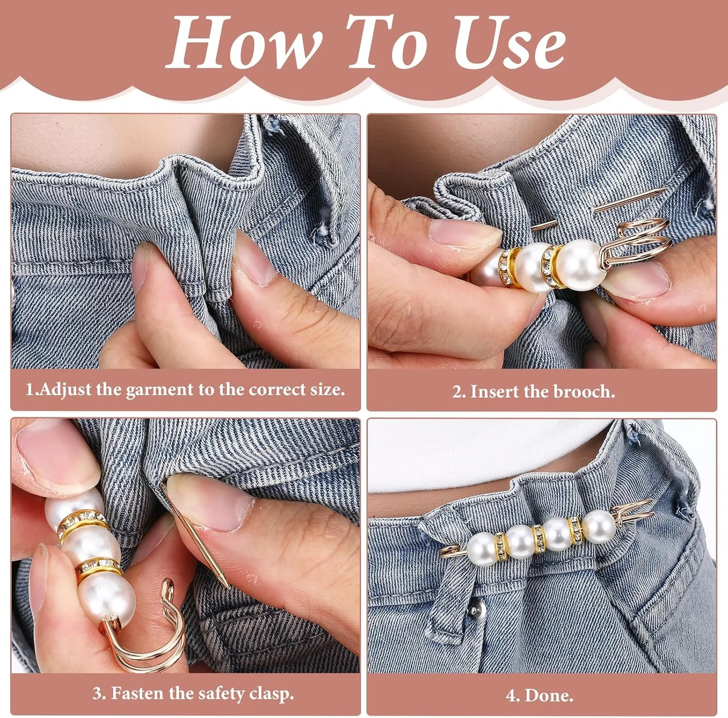 5 PCS Fashion Pearl Brooch, Decorative Safety Pins Sweater Shawl Pearl Pin Faux