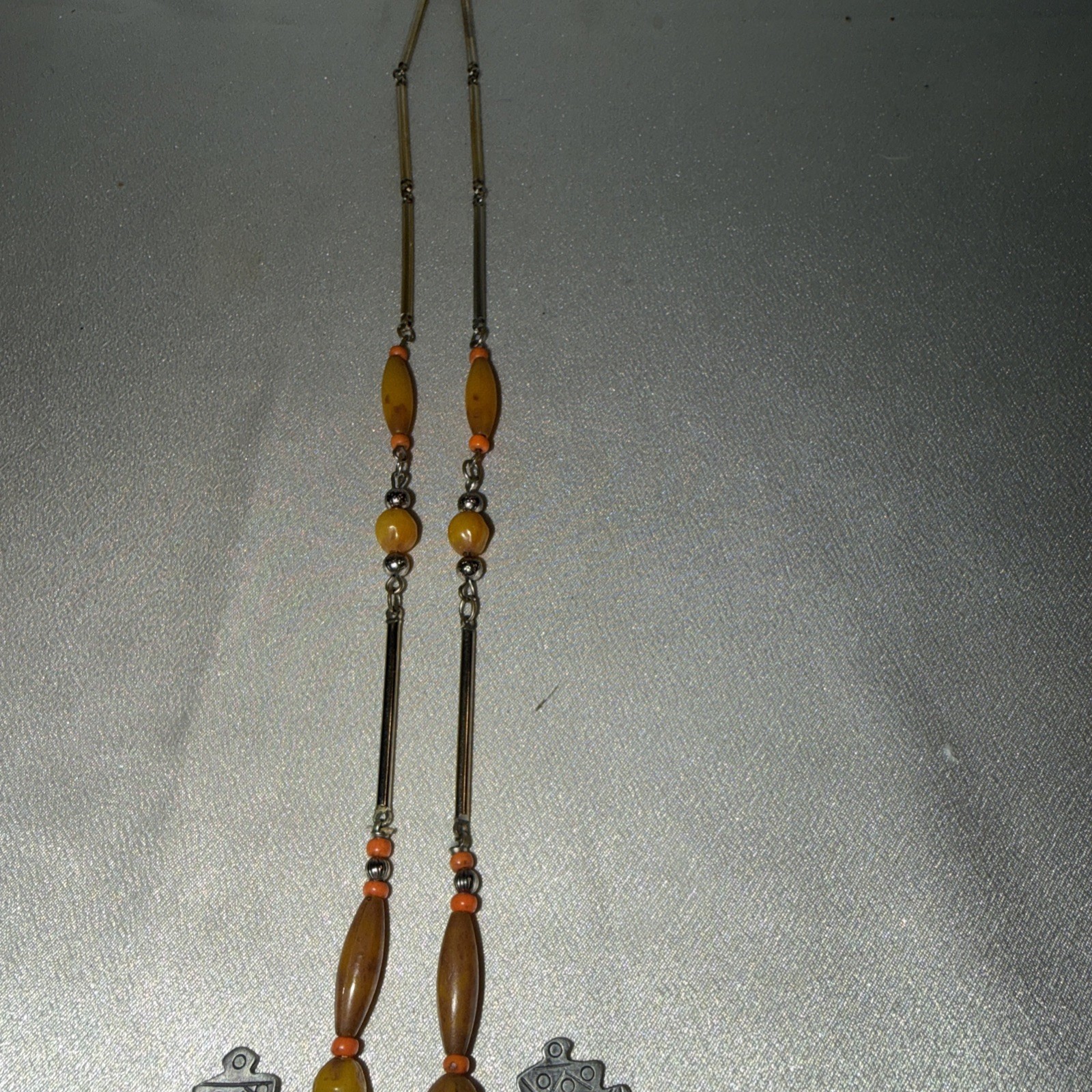 Vintage Retro Multi Beaded Pendant Necklace 20 Inches Long