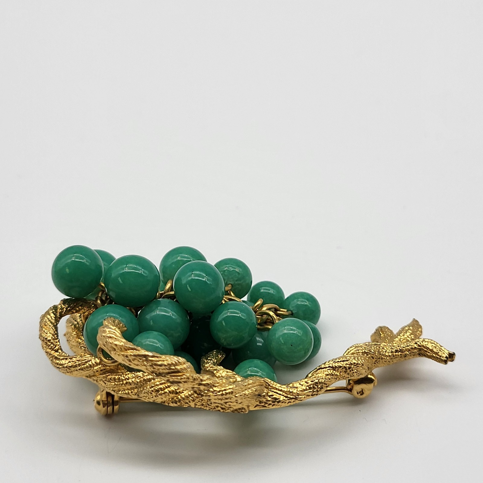 Incredible Bonsai Willow Brooch pin Jade Glass MCM Estate Jewelry Ivy