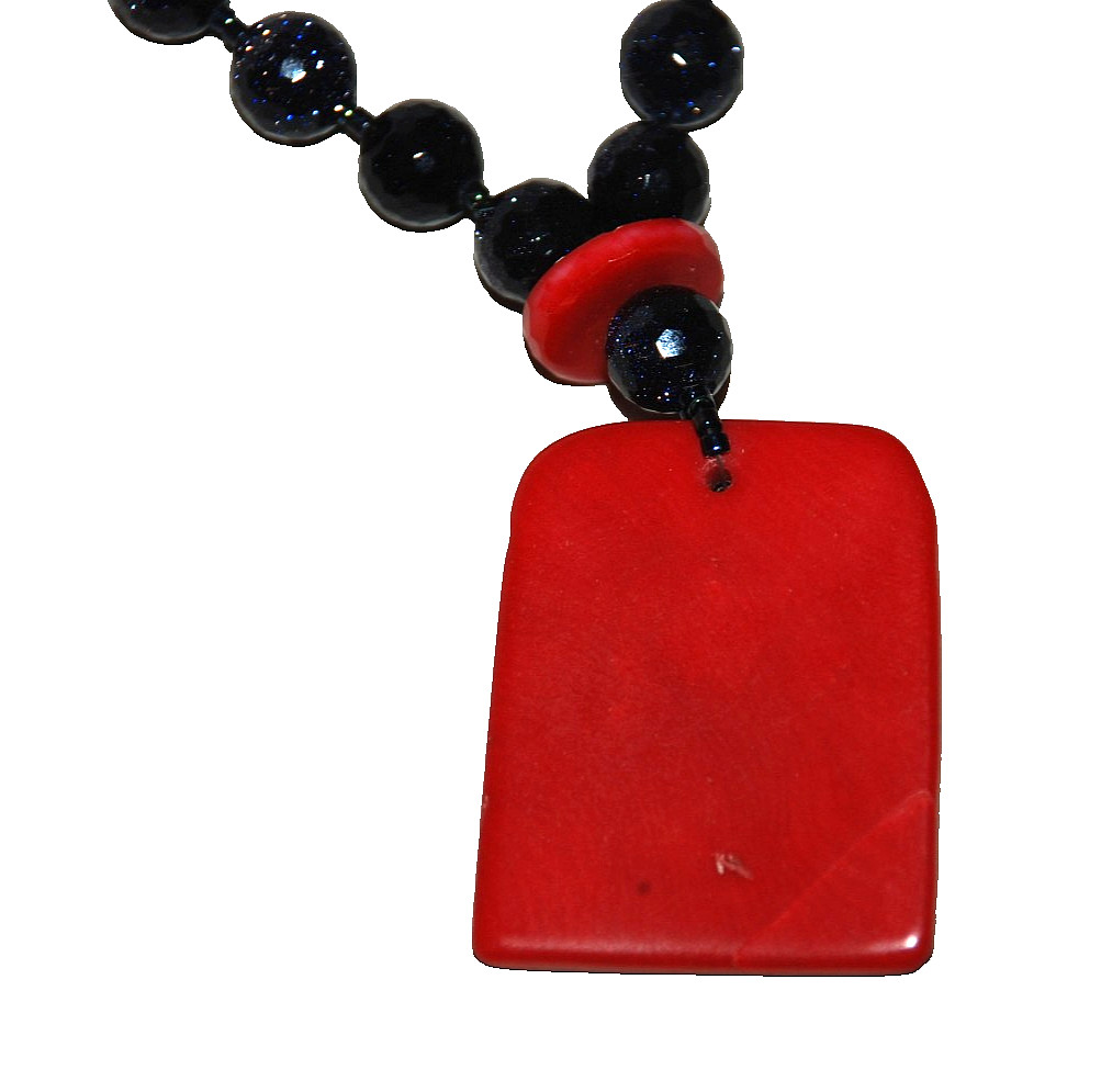Blue Goldstone Coral Budda Choker Necklace Women’s Jewelry JOI N120 Vintage 1987