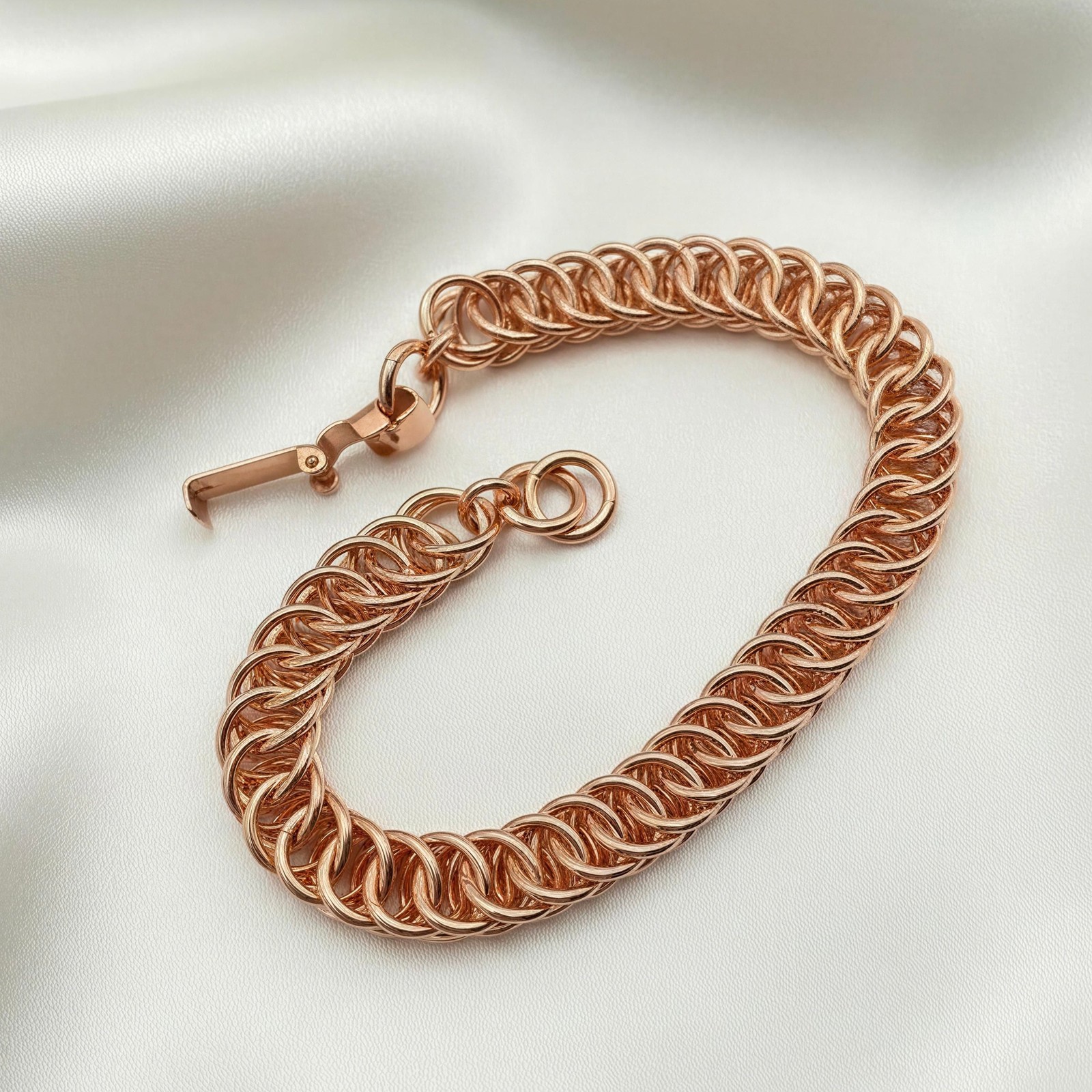 Solid Copper Bracelet • Persian 4-1 Chainmail • Handcrafted • Variety of Sizes