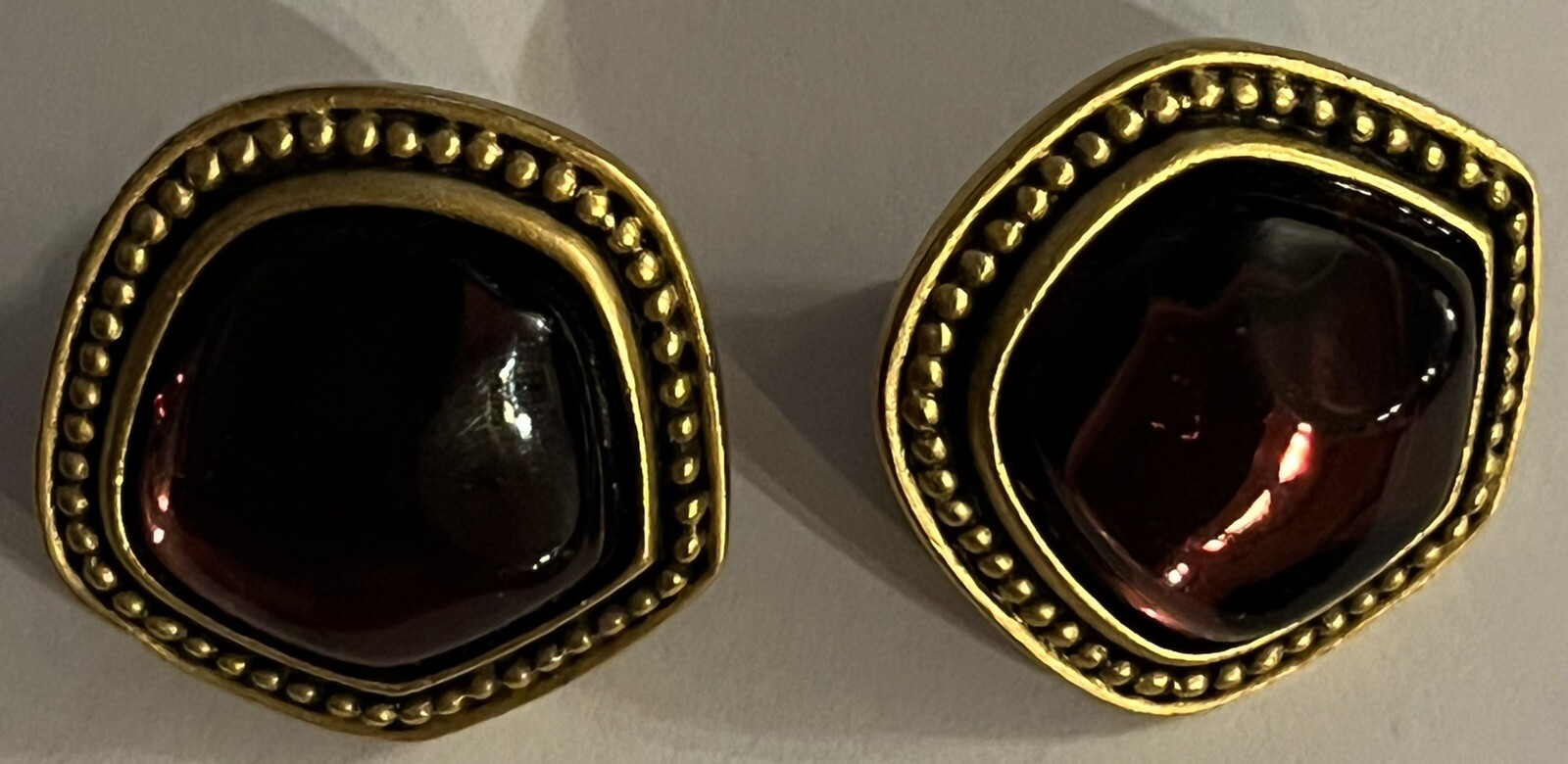 Vintage Yves Saint Laurent Metal & Resin Clip-On Earrings YSL Designer Authentic