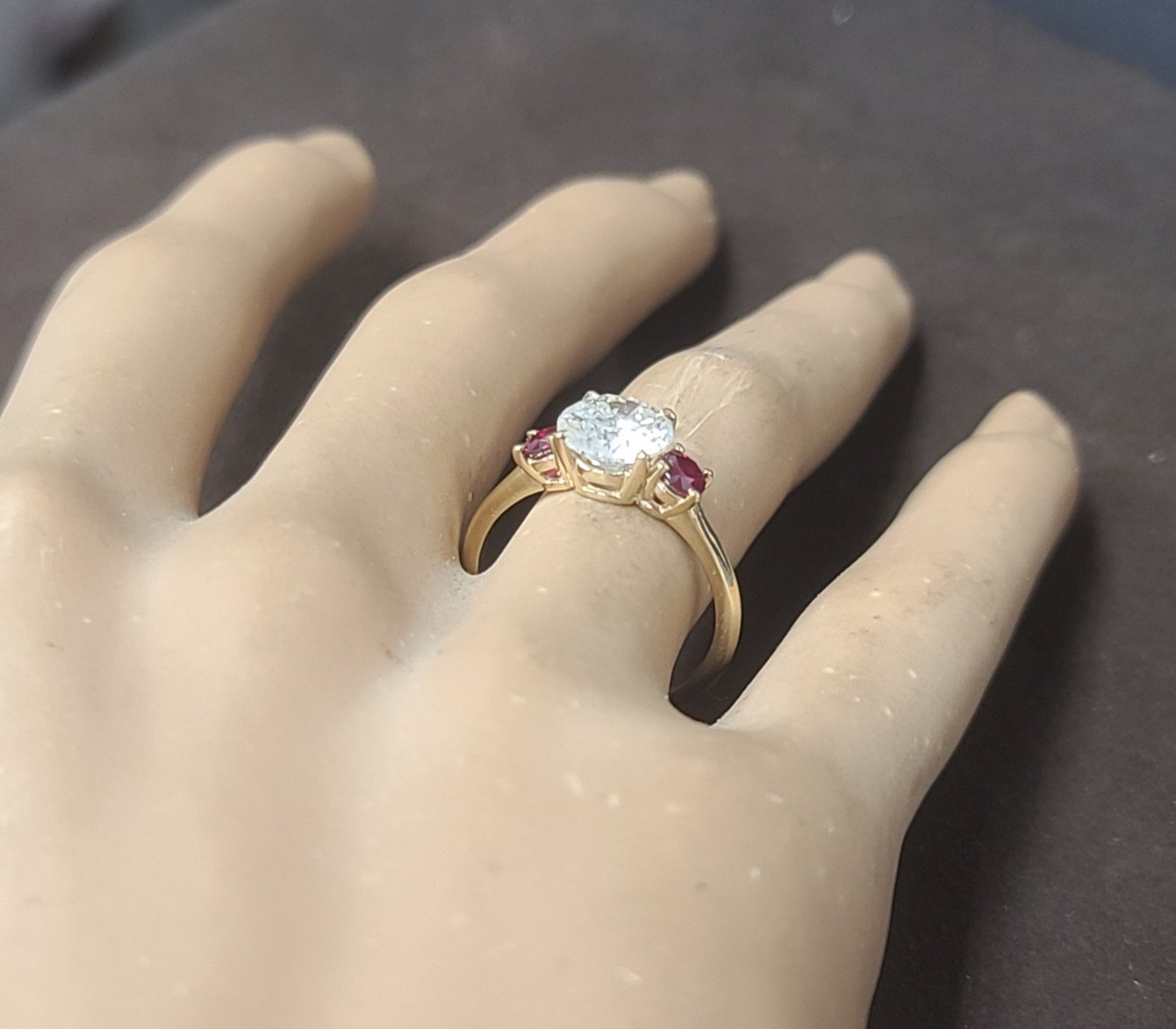 14K Yellow Gold Engagement Three Stone Ring 1.64CT.Natural Round Cut Diamond