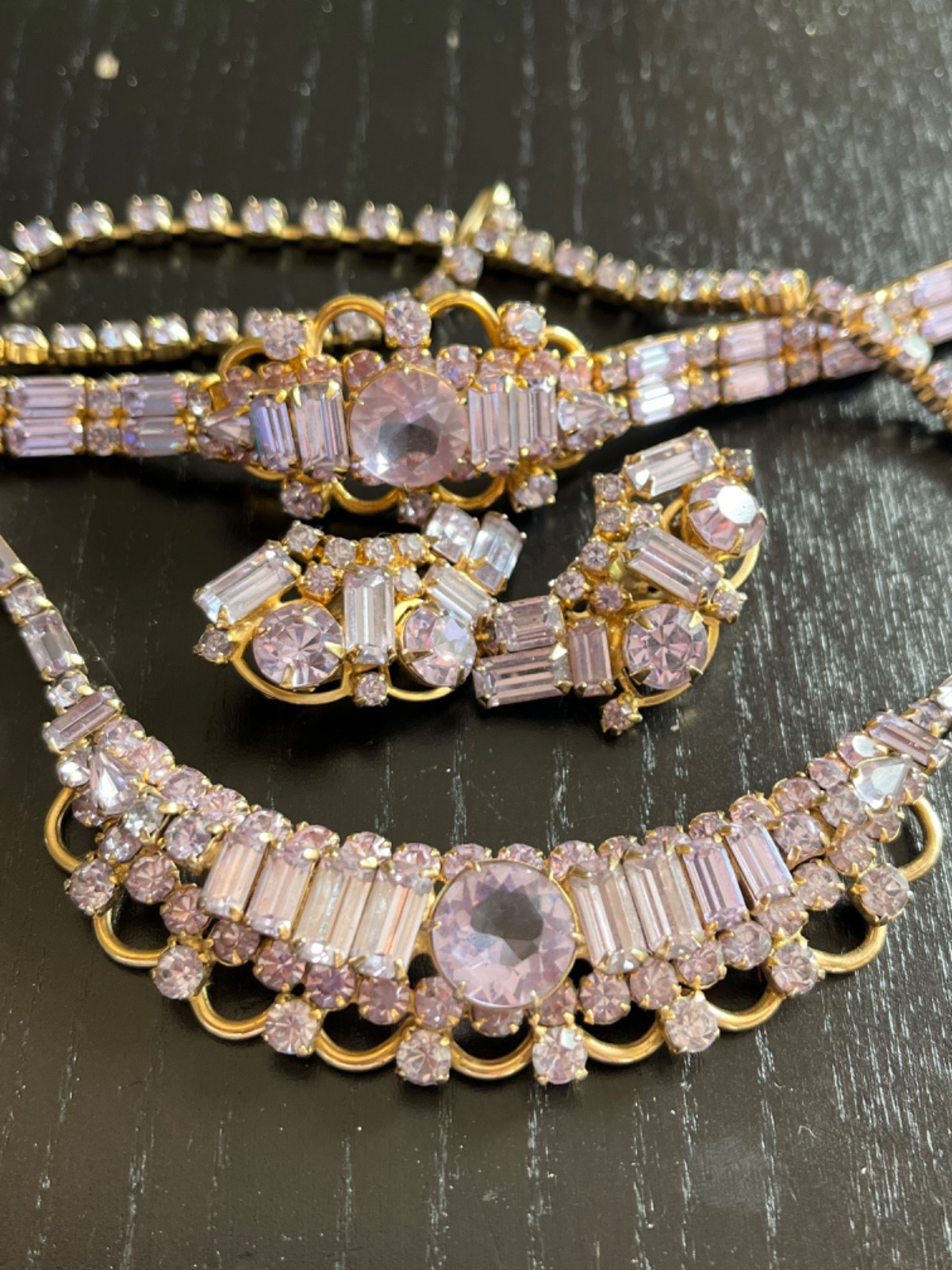 Outstanding Vintage Kramer New York Necklace Bracelet Earrings Lavendar Amethyst