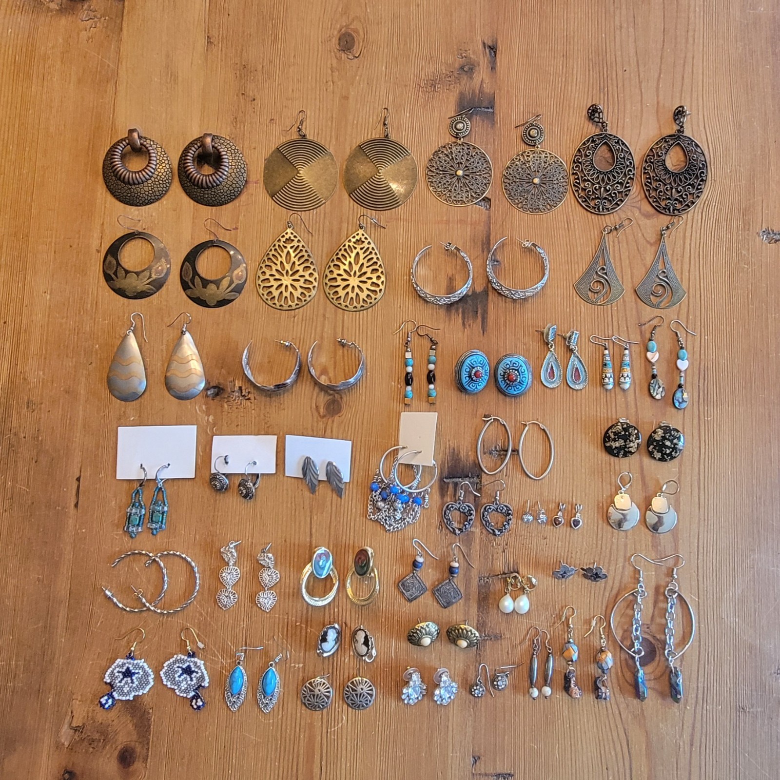 Lot Of 40 Pairs Wearable Vintage Fashion Earrings Wear Or Resell Great Variety