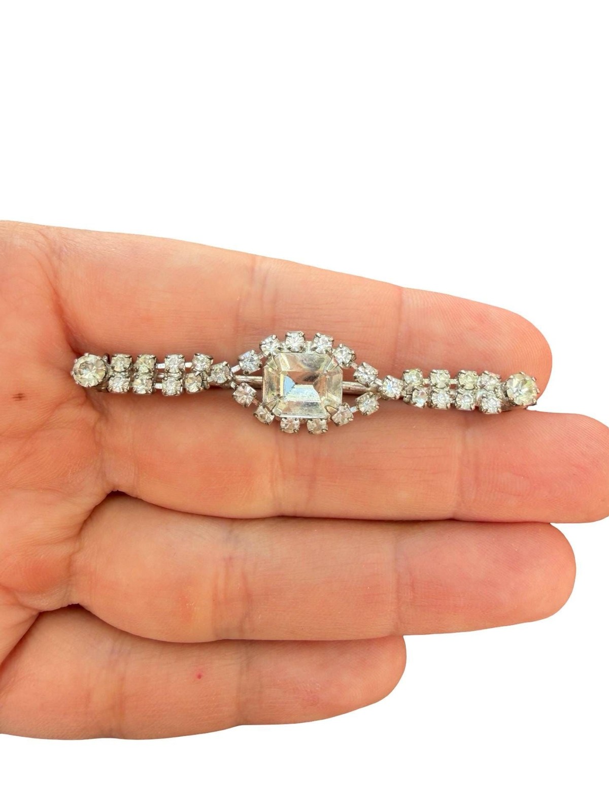 Vintage Jewelry Rhinestone Bar Pin Rhinestone Brooch