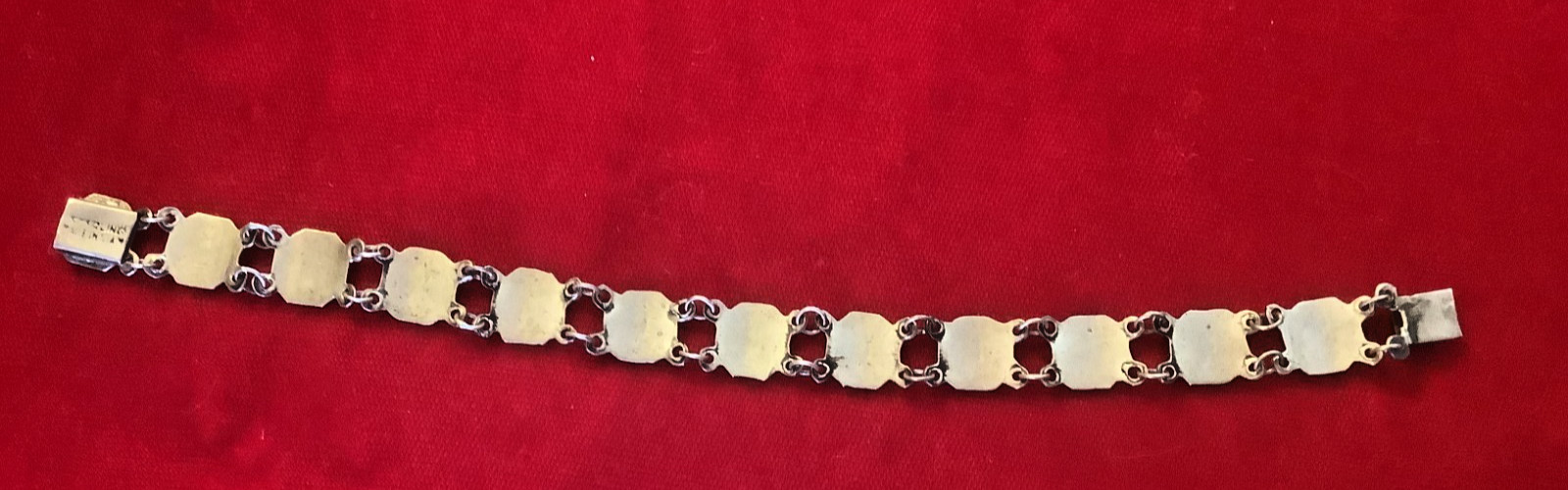 Vintage Siam Sterling Silver Niello Dancer Link Panel Bracelet, 7 1/2 inches
