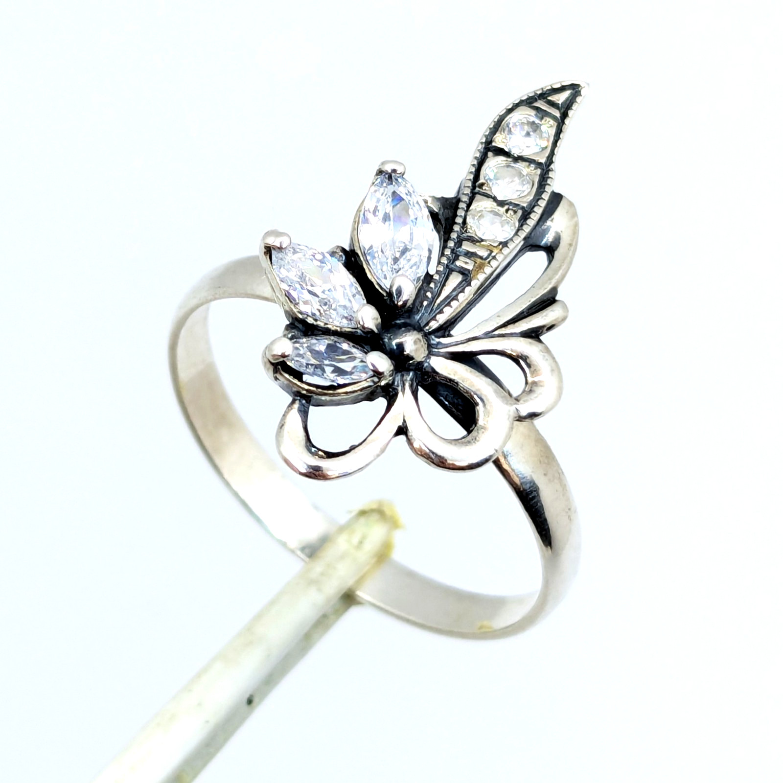 Vintage Luxury RING Silver 925 with Bright Stones-size: 9.5US(19.5mm) Ukraine#79