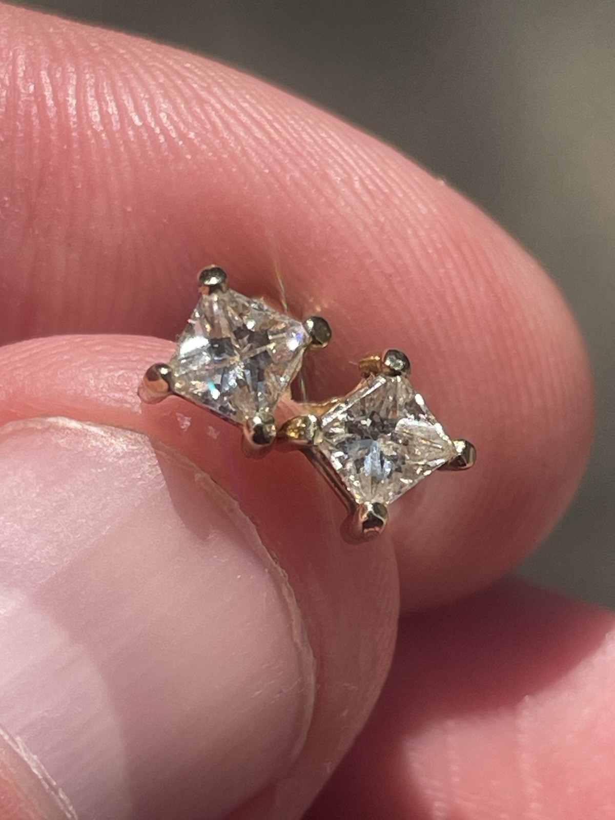 Vintage Estate Diamond Earrings 14K Solid Yellow Gold Clean Set!