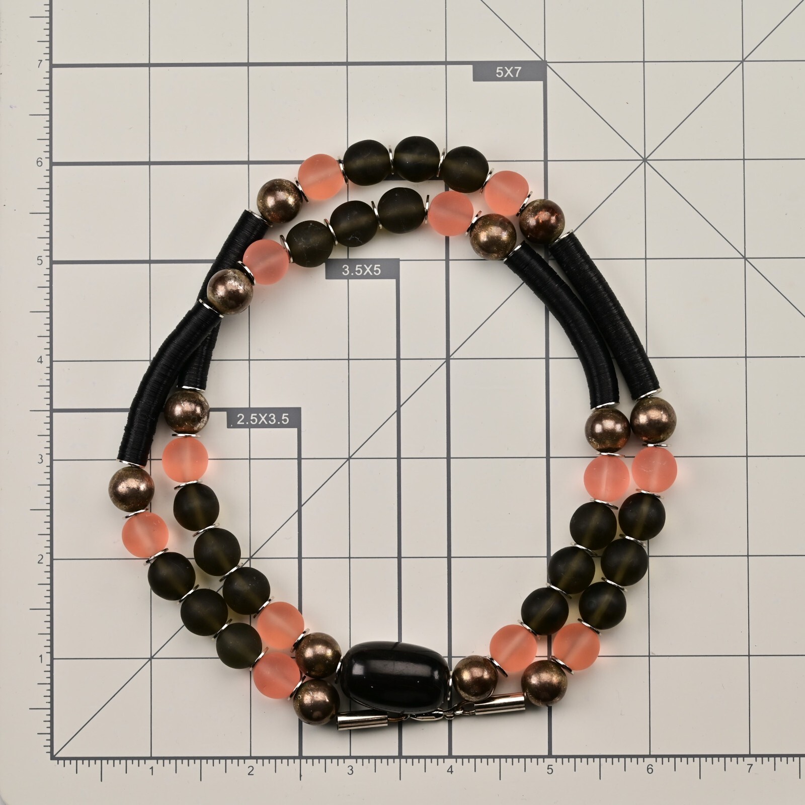 Vintage Original Sterling Silver Smoky Quartz Beaded Gemstone Estate Necklace