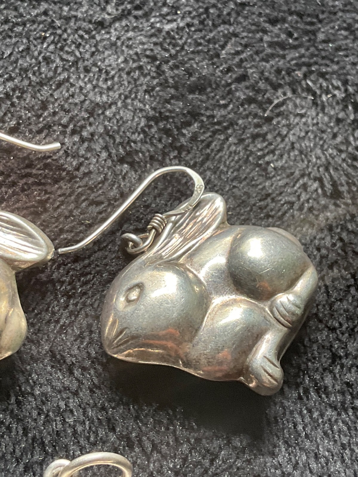 Vintage sterling silver Rabbit pendant and earrings set