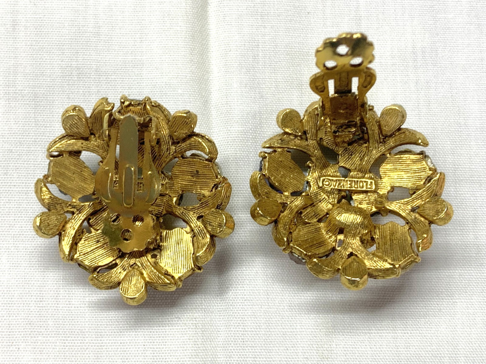 VINTAGE FLORENZA MULTICOLOR LAVA STONE EARRINGS