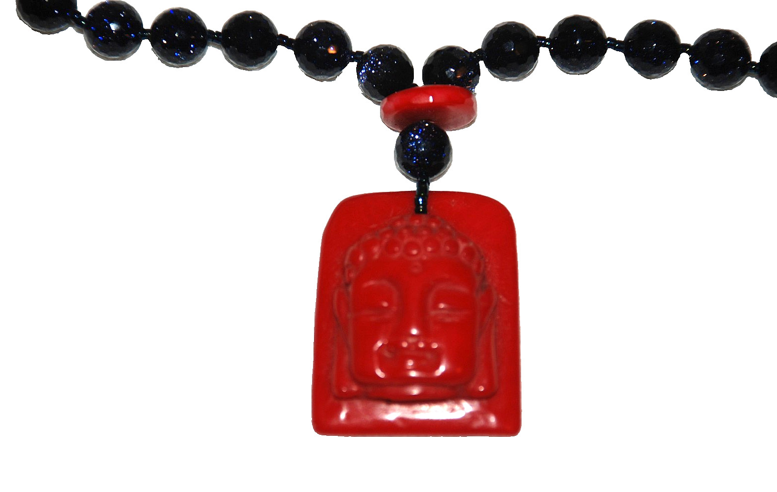 Blue Goldstone Coral Budda Choker Necklace Women’s Jewelry JOI N120 Vintage 1987