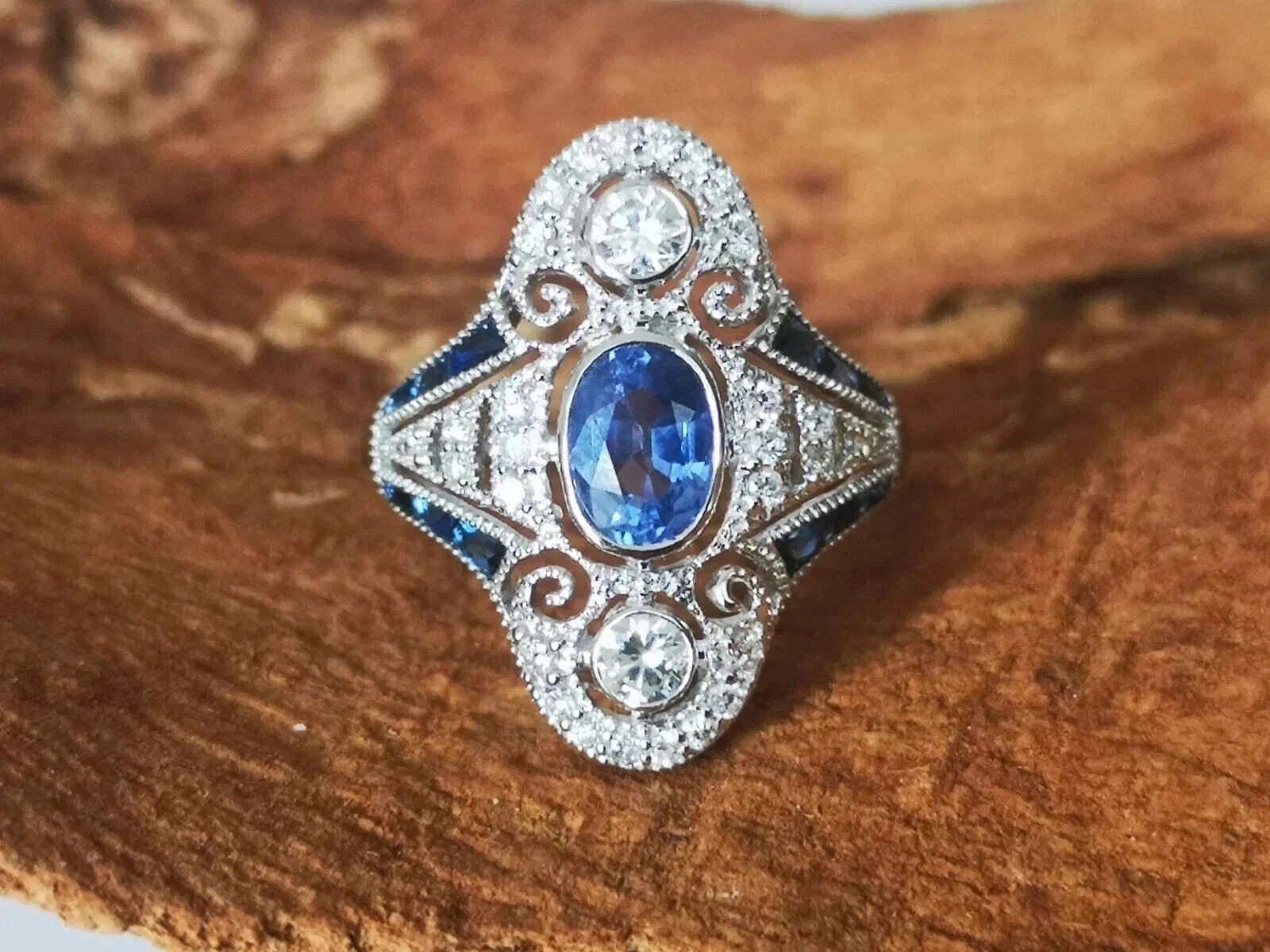 Art Deco Style 2.70Ct Lab Created Diamond Engagement Ring 14K White Gold Finish