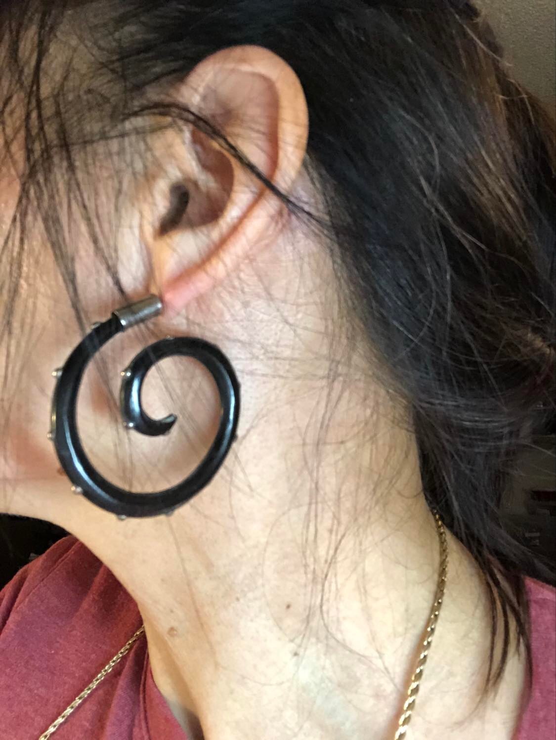 Tribal 925 Sterling Silver Large Swirl Stud Unisex Adult Earrings 14g