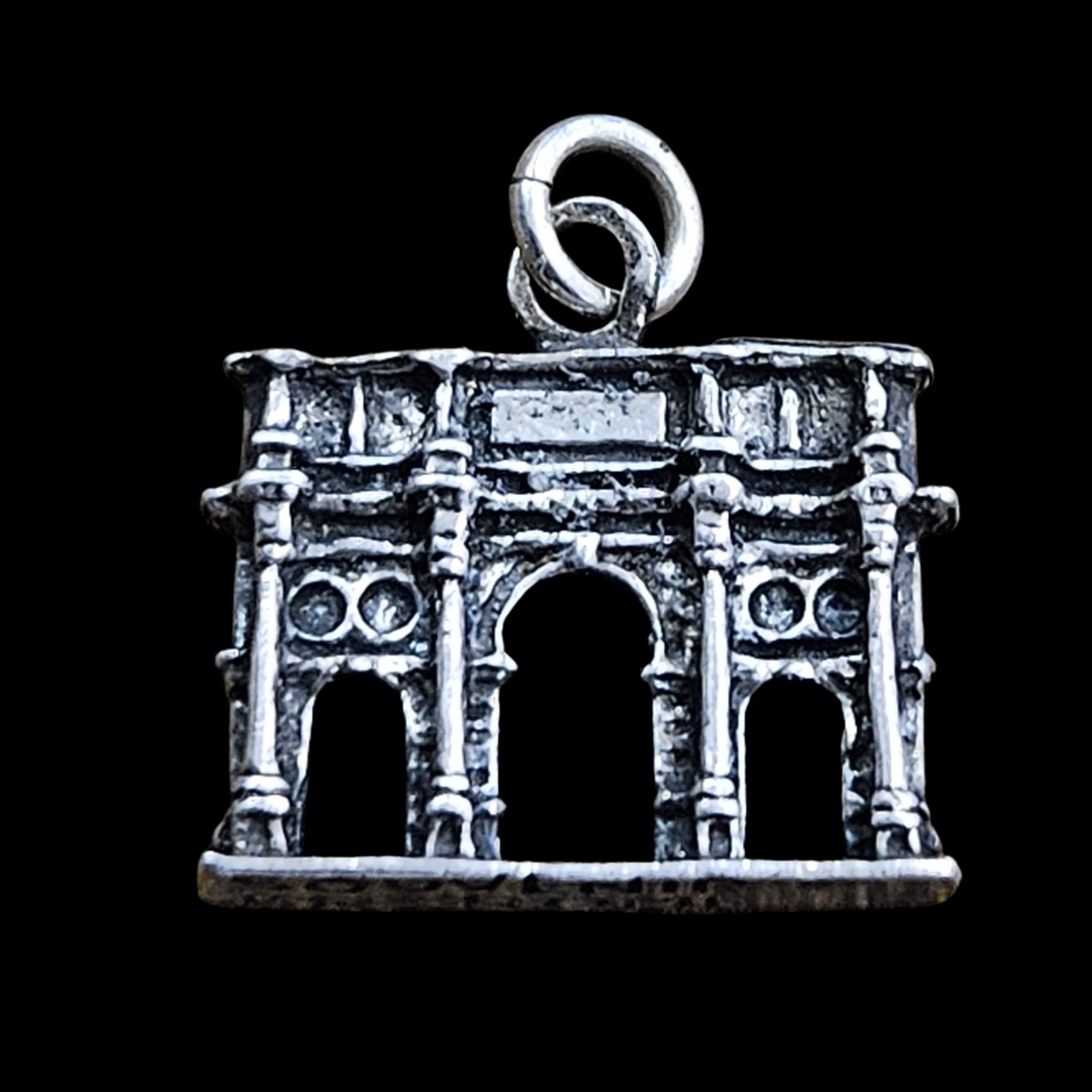 Vtg 925 Sterling Silver Arco di Costantino Rome Italy Arch Charm Pendant 3.56g