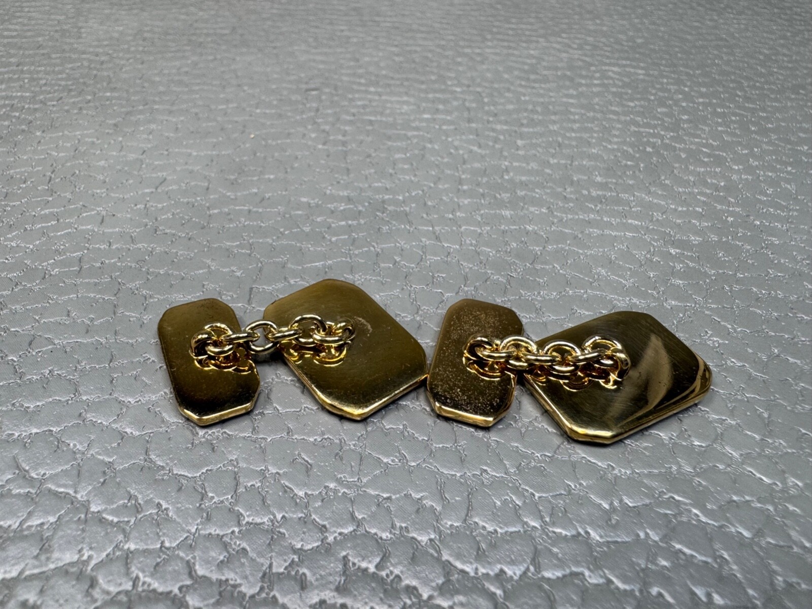 Enamel Metallic Sunburst Cantaloupe Color Yellow Gold Plated Cuff Links
