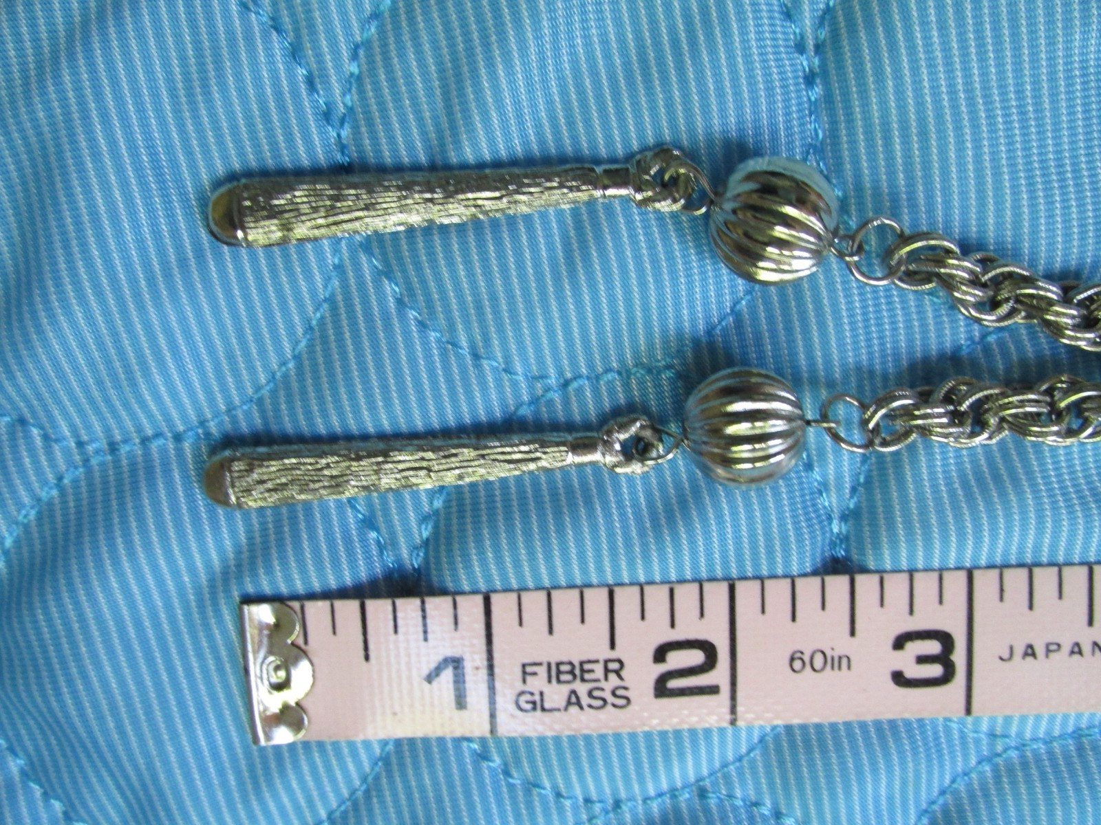 Vintage Ball Tassel Necklace Silver Tone Adjustable Slide 26 Inch bolero style