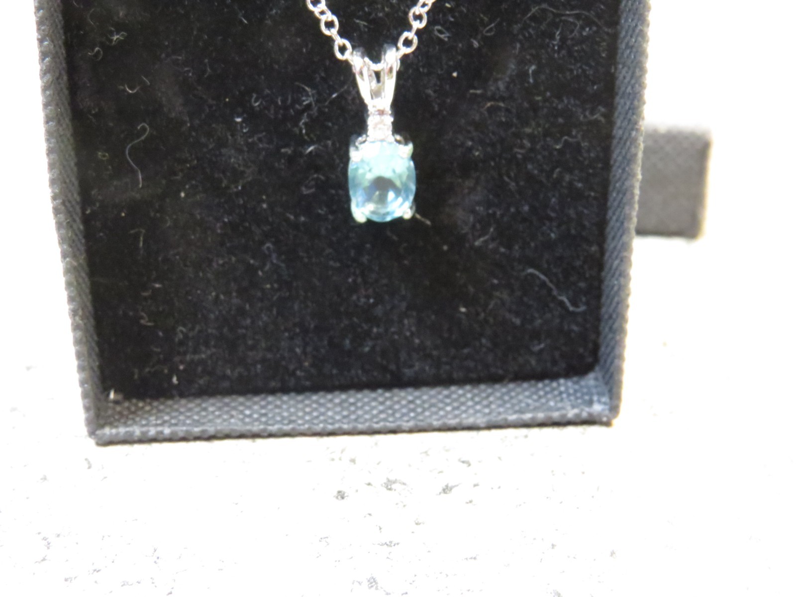 Vintage Blue Stone Silver Tone Necklace w/ Case